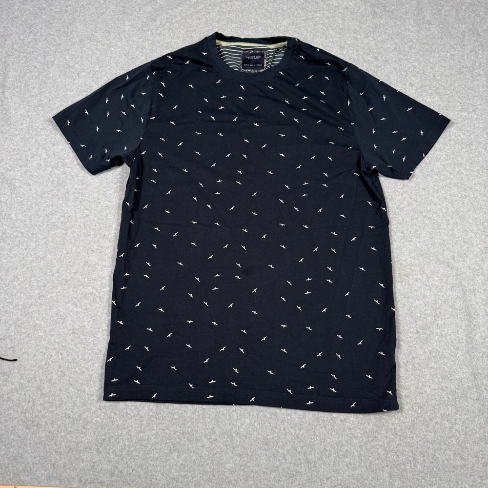 Cactus Man Ricky Singh Mens XL Navy Blue Bird Print Short Sleeve T-Shirt Beach